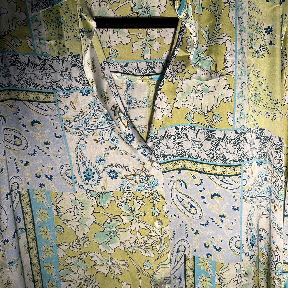 Floral Patchwork Button-Up Blouse - image 4